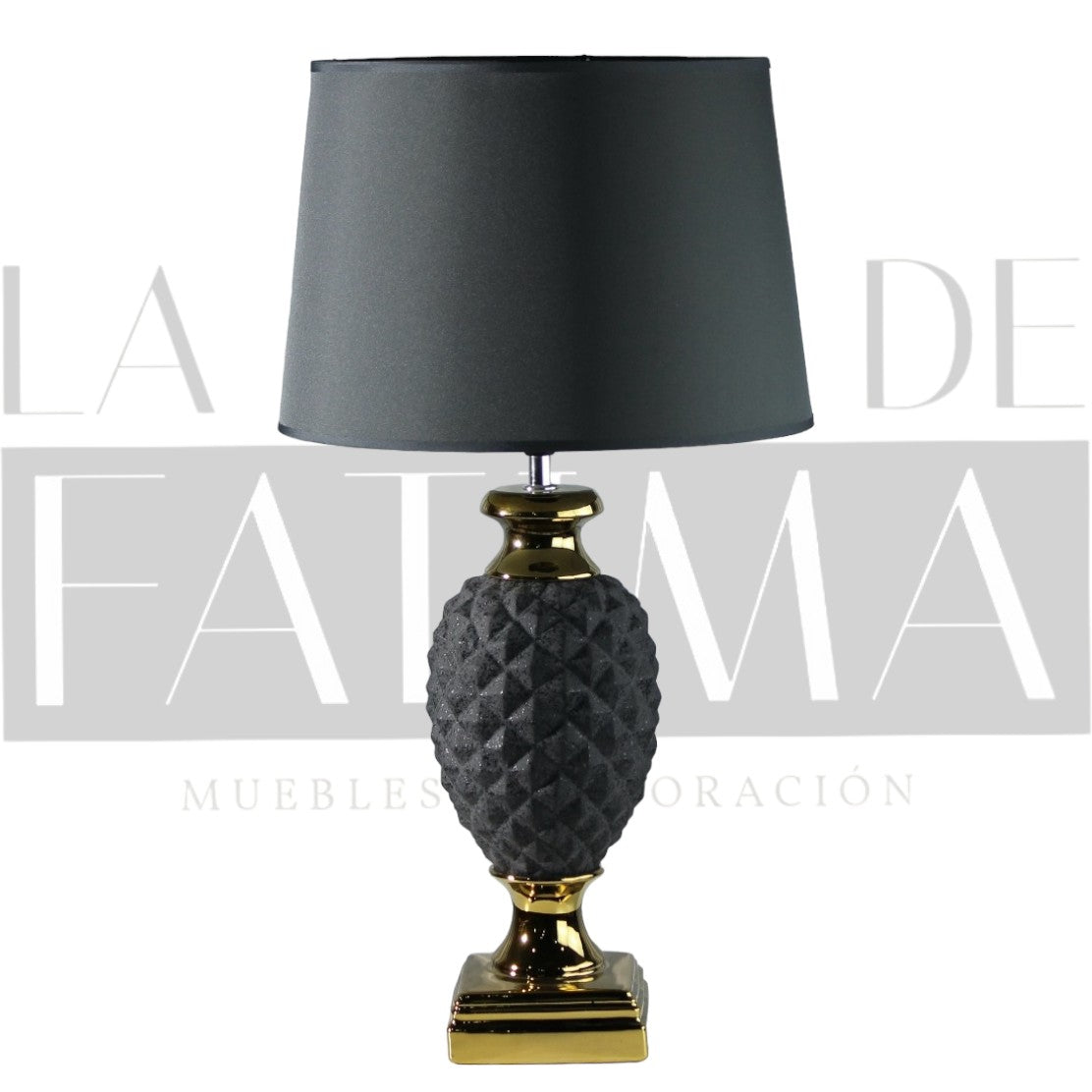 Lámpara de mesa marmolada GENOVA NEGRA