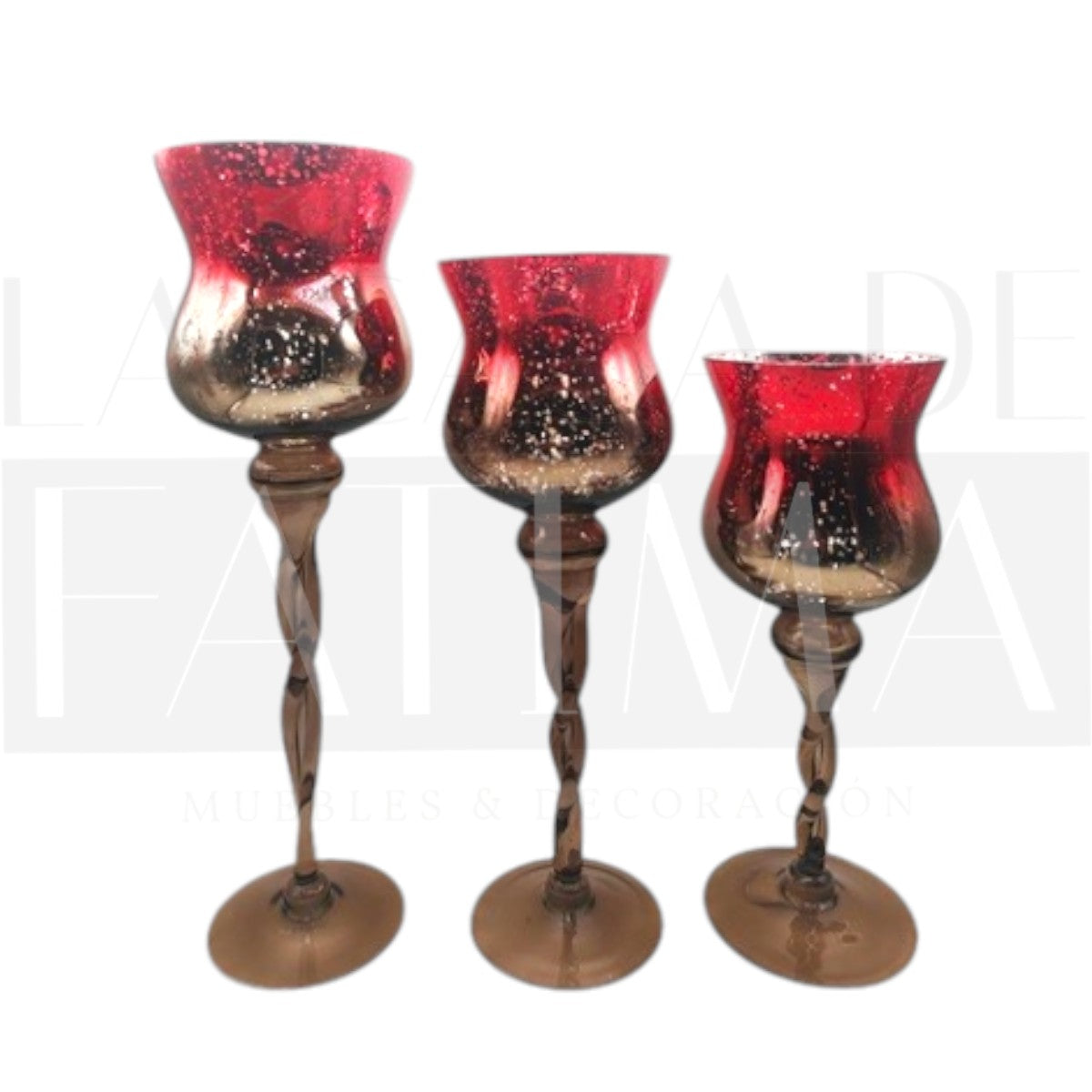 Set 3 Copas Candelabros Rojo
