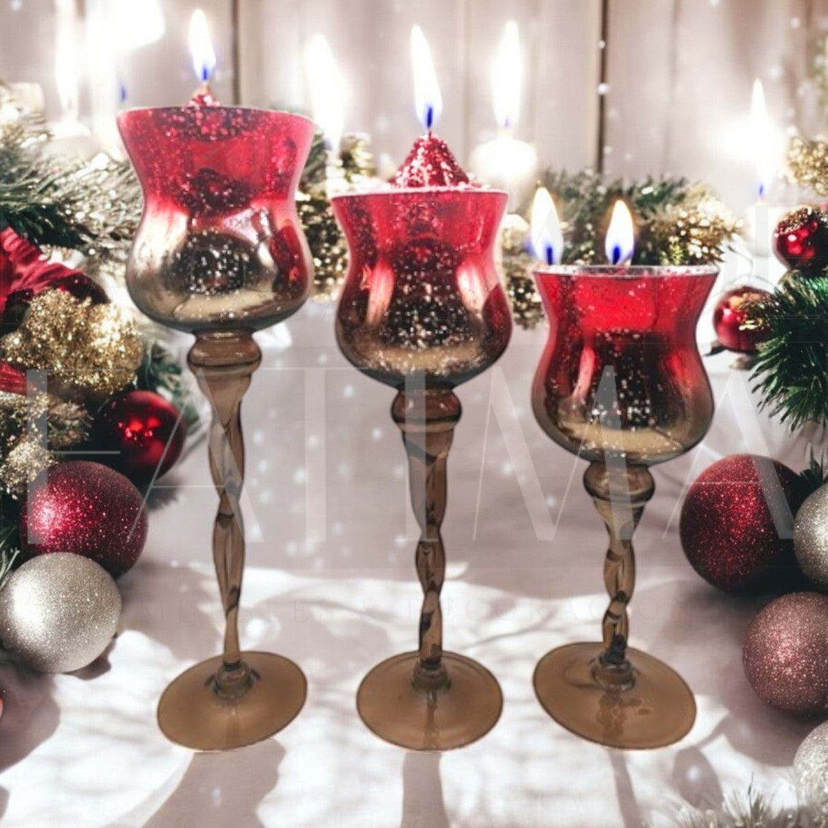 Set 3 Copas Candelabros Rojo