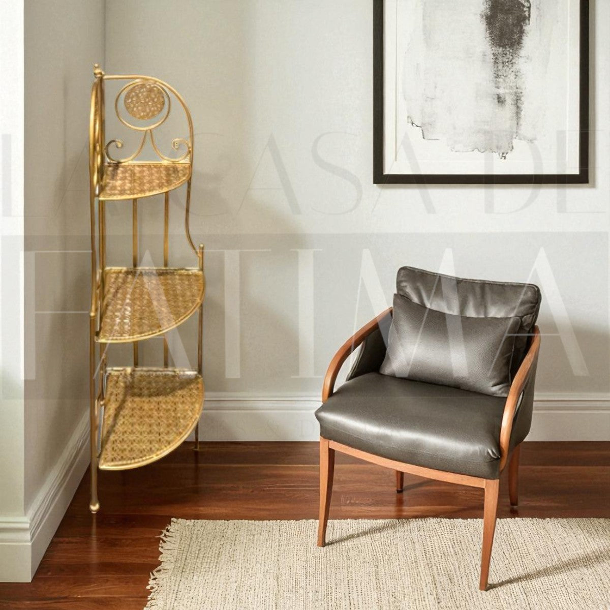 Repisa Esquinera Metálica Dorada