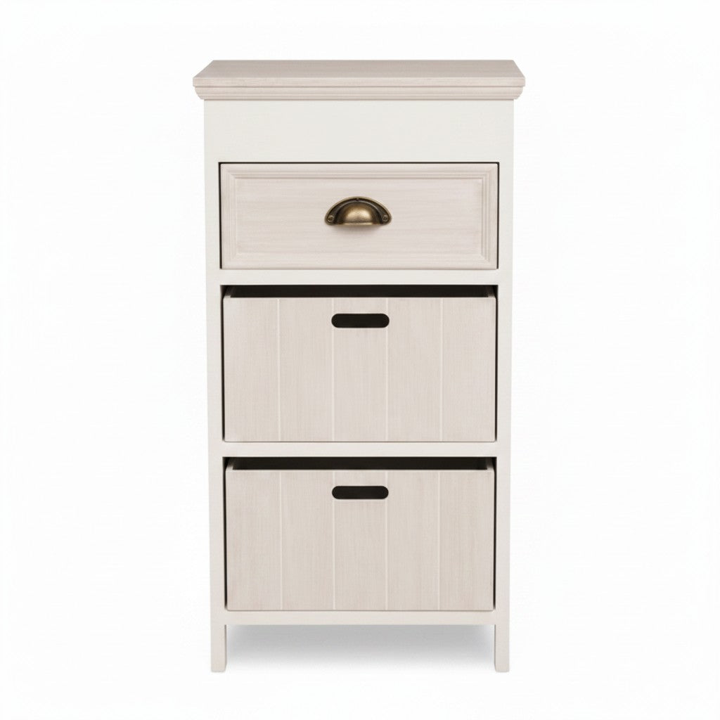 Cajonera Provenzal Blanca 1 Cajón 2 Cestas