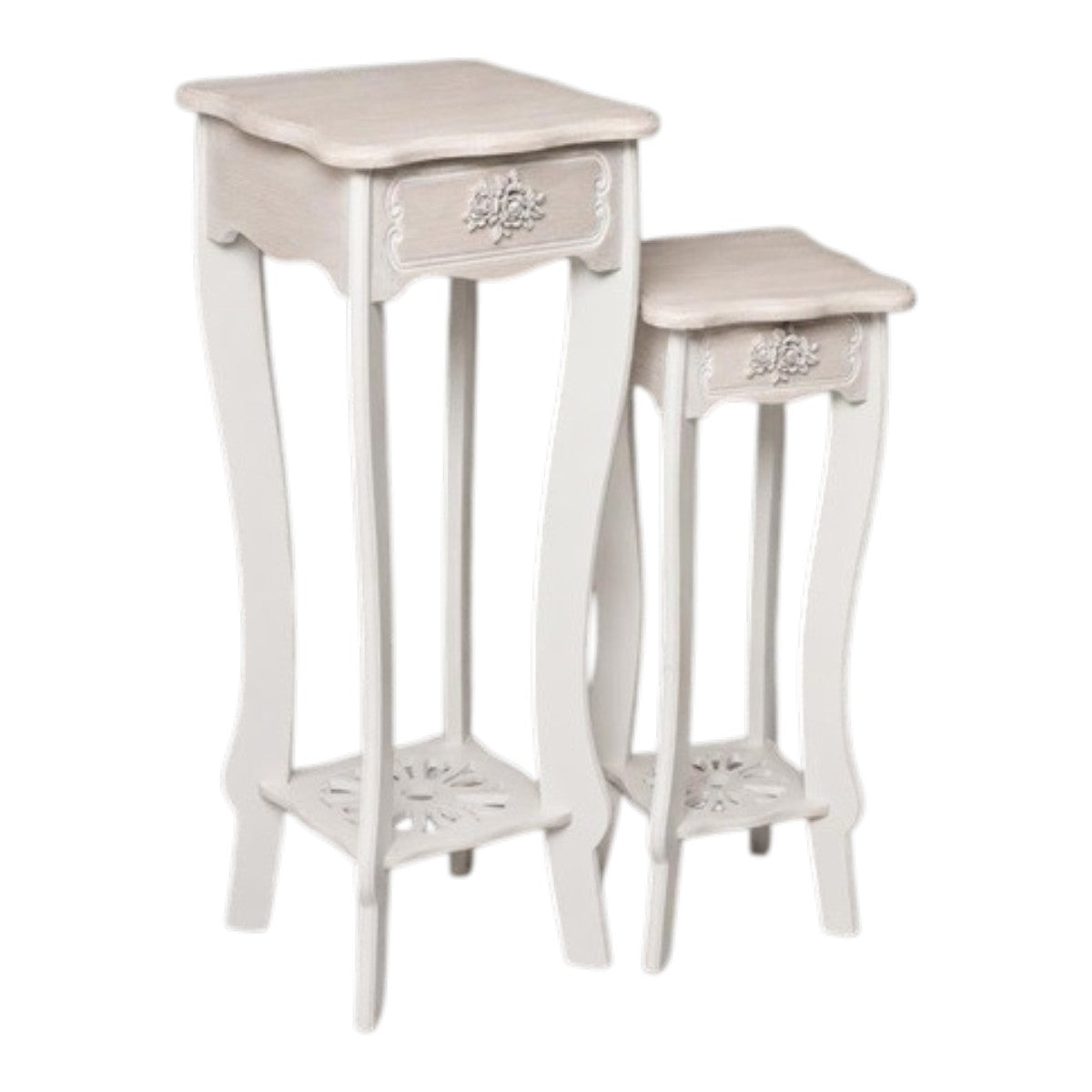 Set 2 Mesas Pedestal Blancas