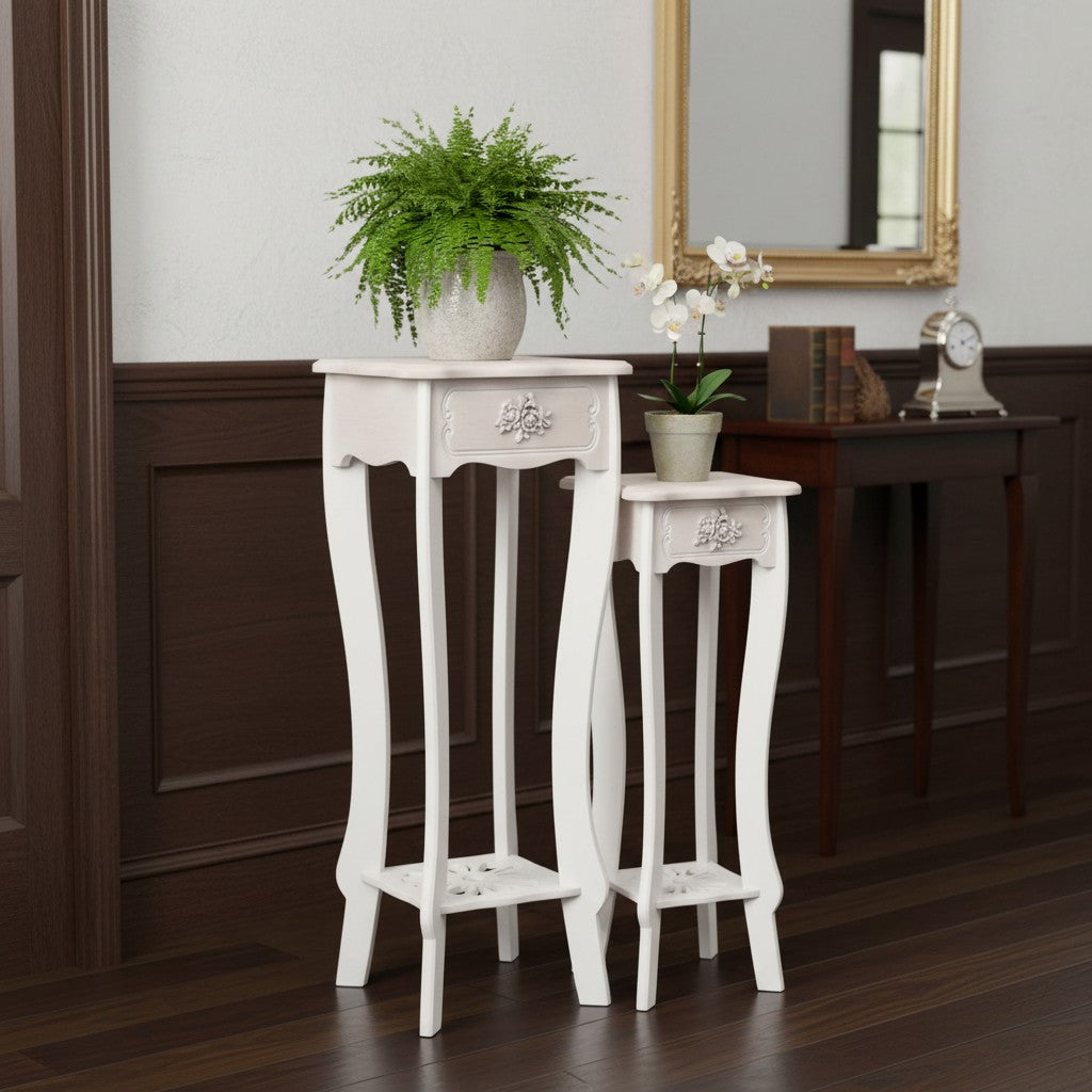 Set 2 Mesas Pedestal Blancas
