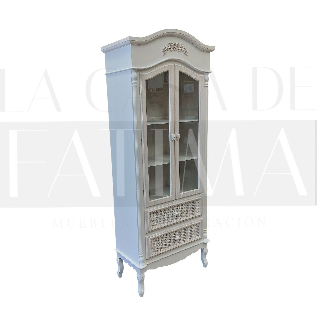 Vitrina Provenzal Rattan 2 Cajones