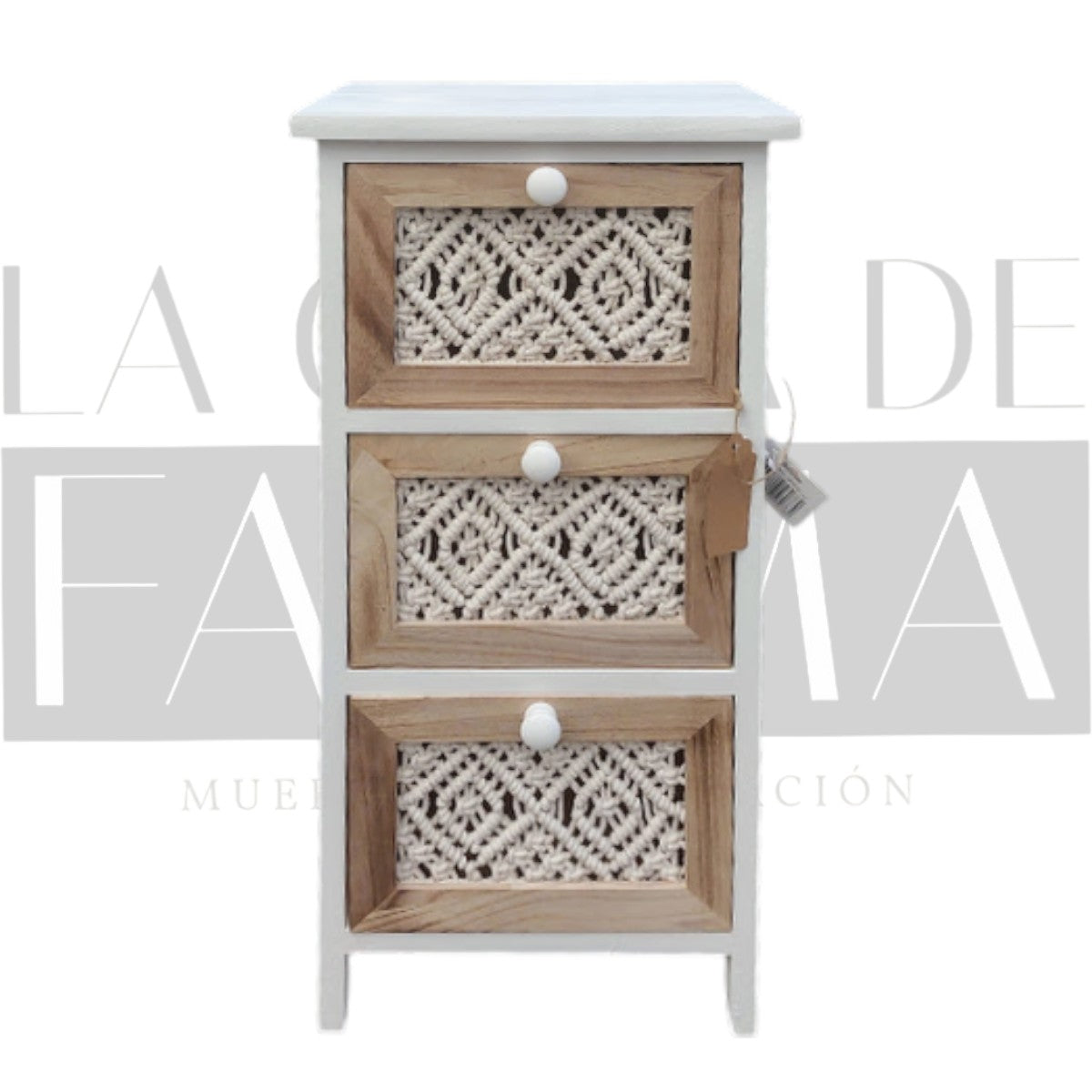 Cabinet Blanco Macramé 3 Cajones