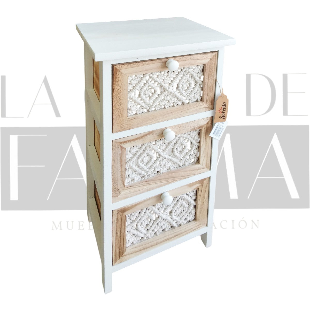 Cabinet Blanco Macramé 3 Cajones