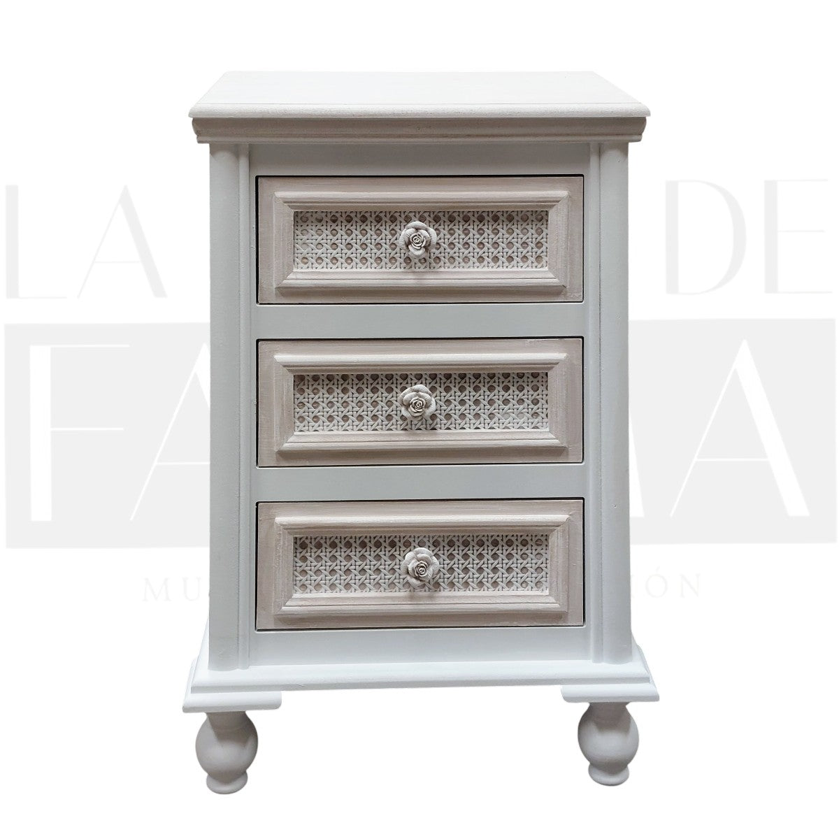 Velador Junco 3 Cajones con Rosas