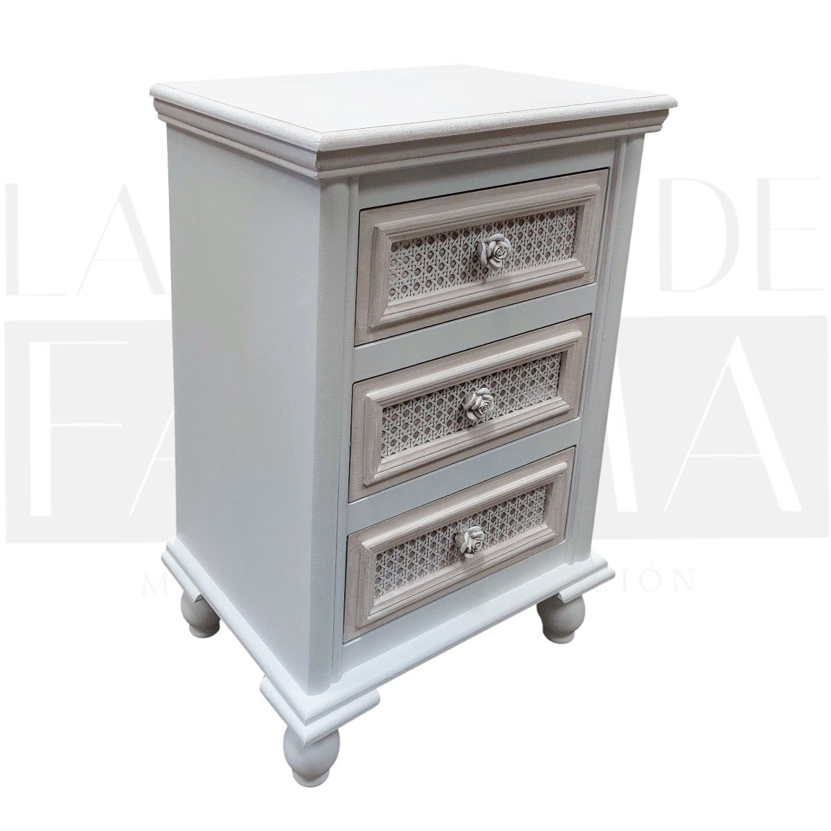 Velador Junco 3 Cajones con Rosas