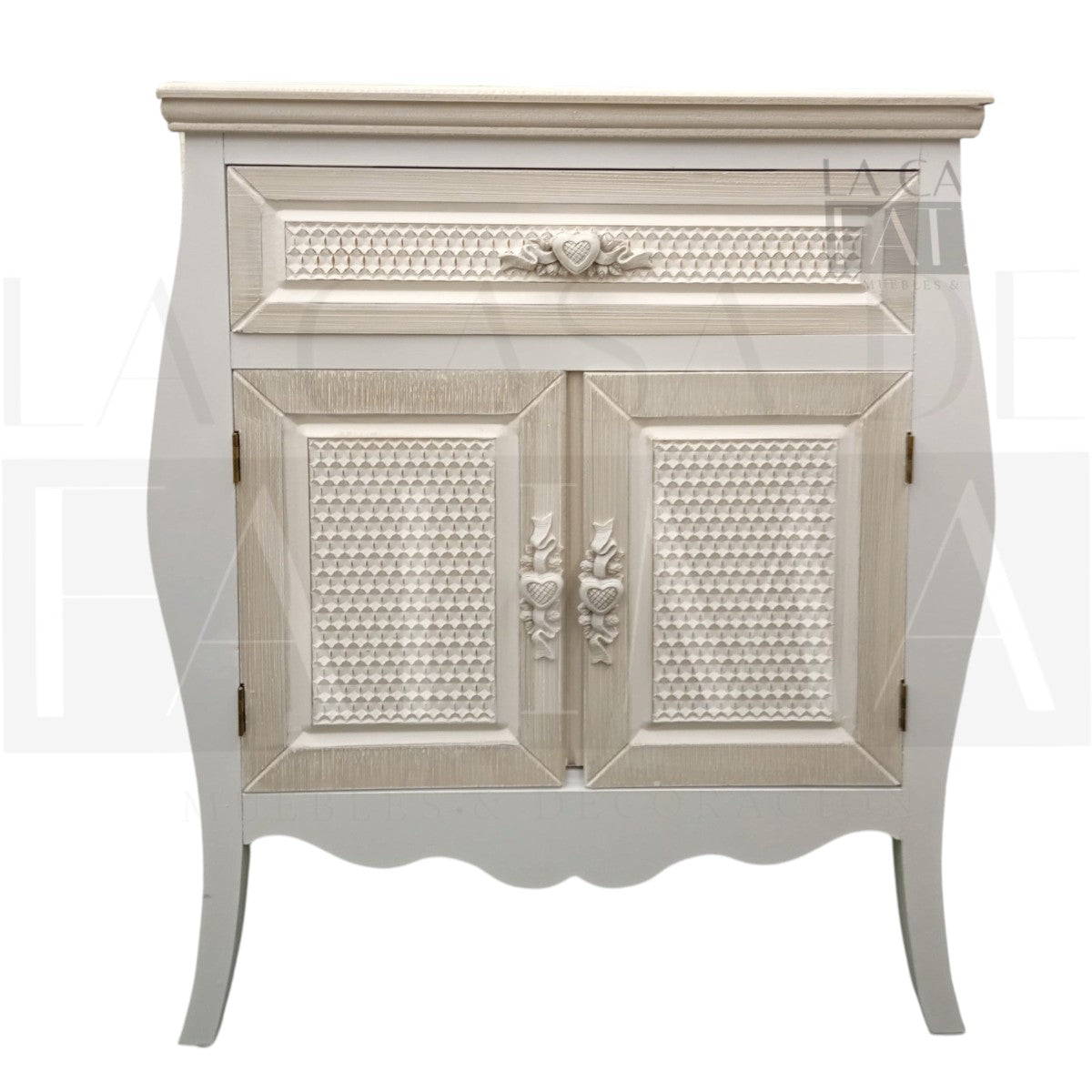 Velador Provenzal Texturizado 2 puertas 1 cajón