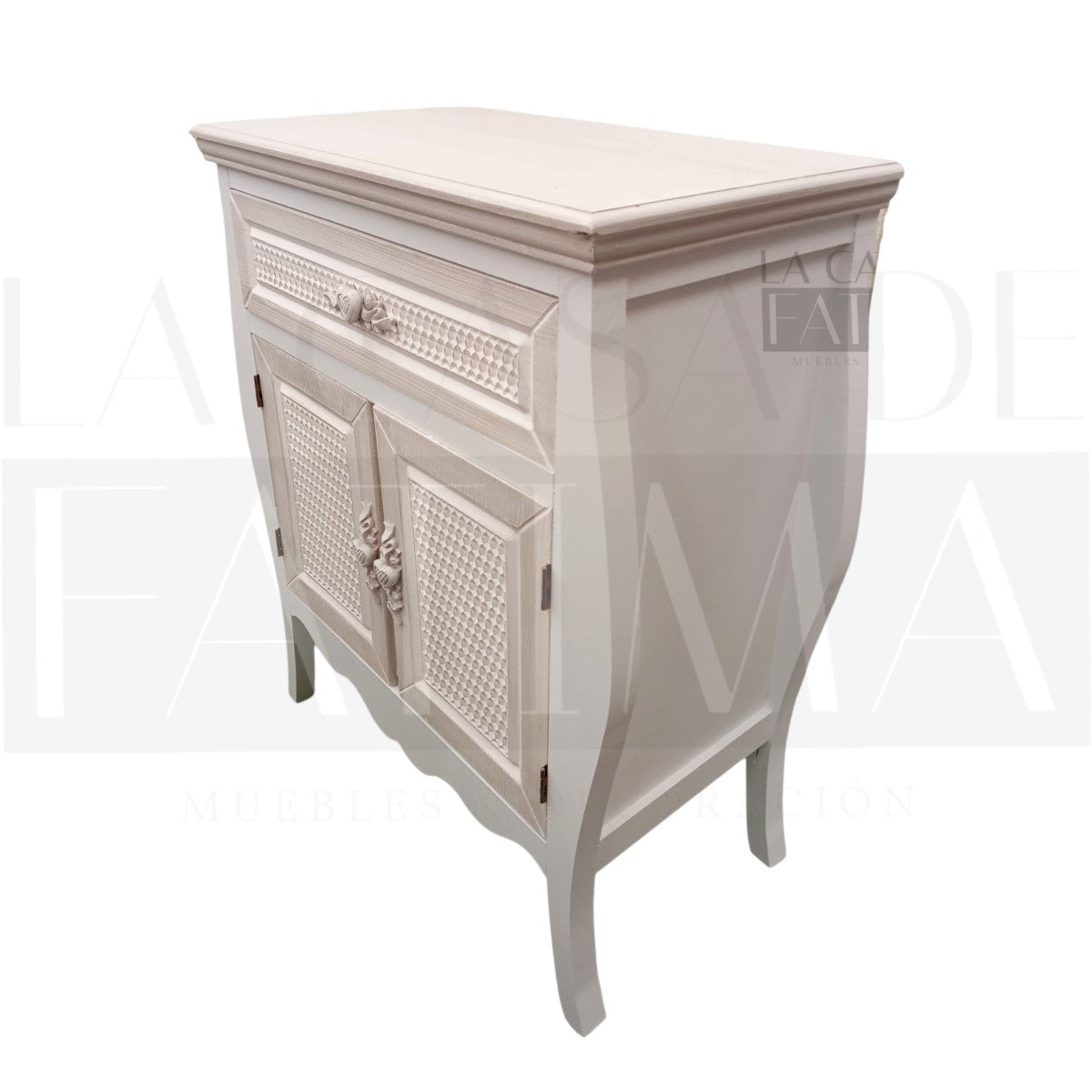Velador Provenzal Texturizado 2 puertas 1 cajón