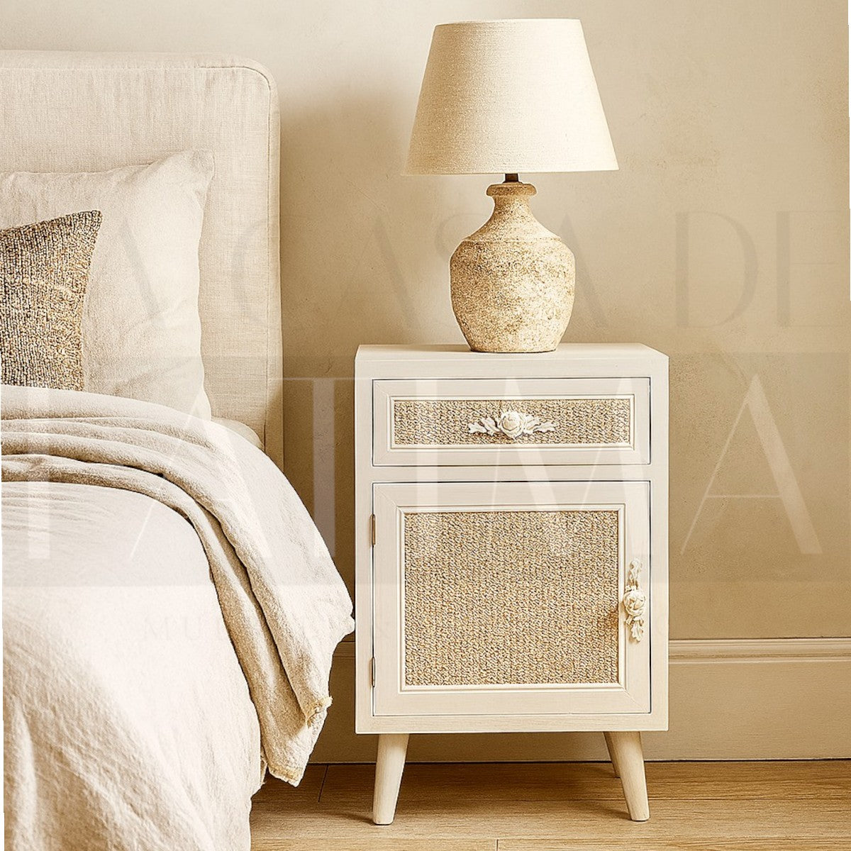 Velador PROVENZAL con textura de cáñamo