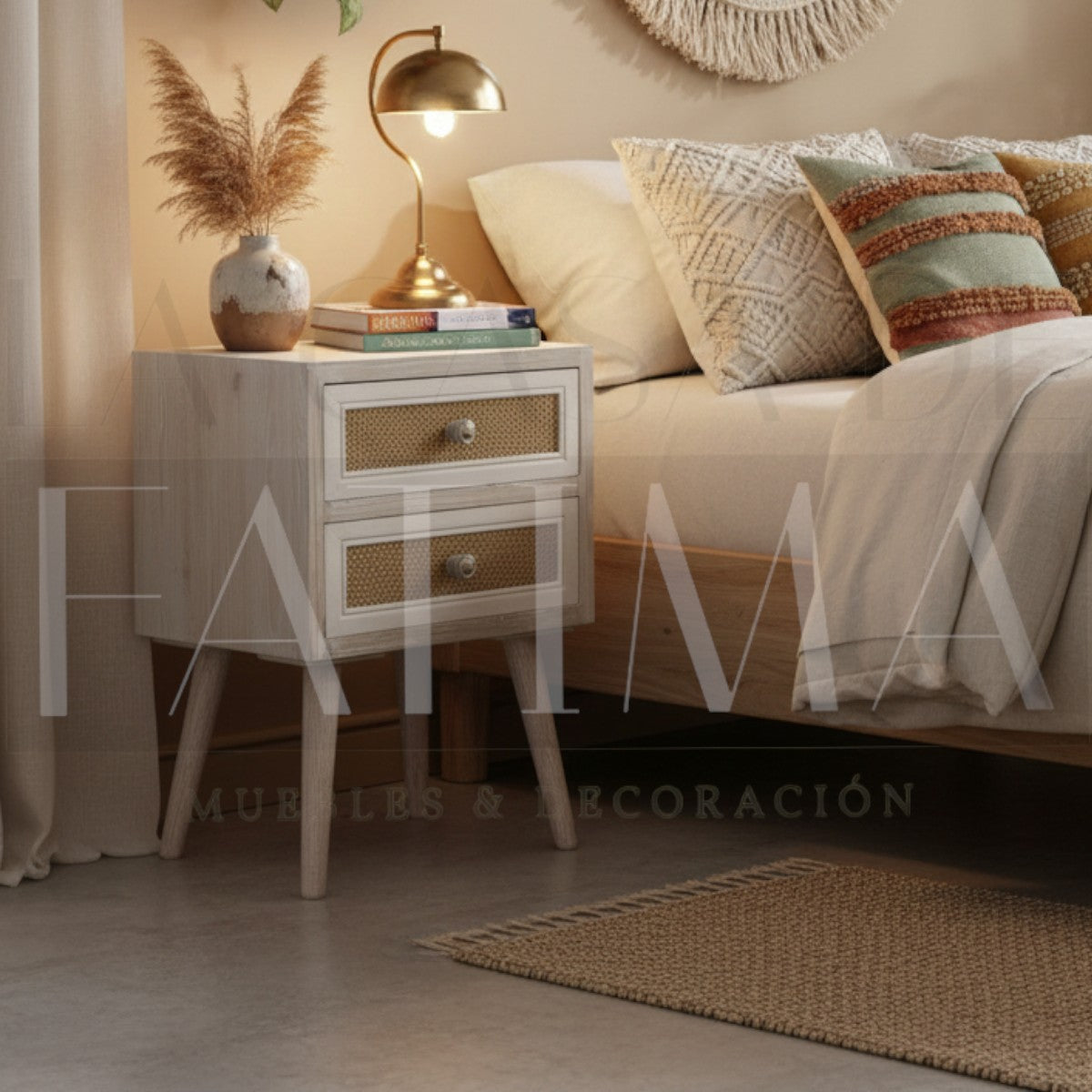 Velador Cañamo 2 Cajones