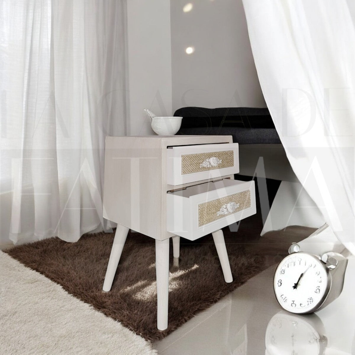 Velador Provenzal doble con textura de Cáñamo