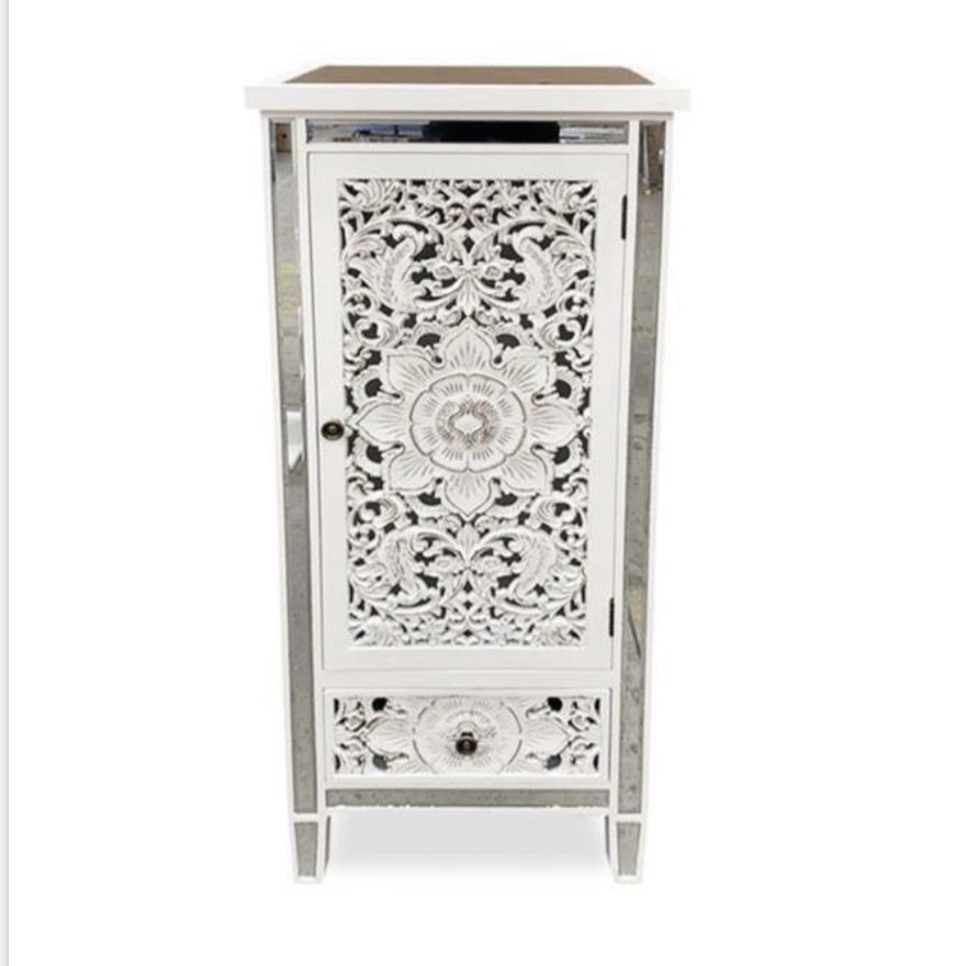 Buffet Espejado Tallado Flor 1 Puerta 1 Cajón