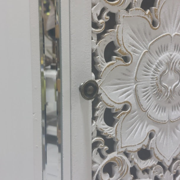 Buffet Espejado Tallado Flor 1 Puerta 1 Cajón