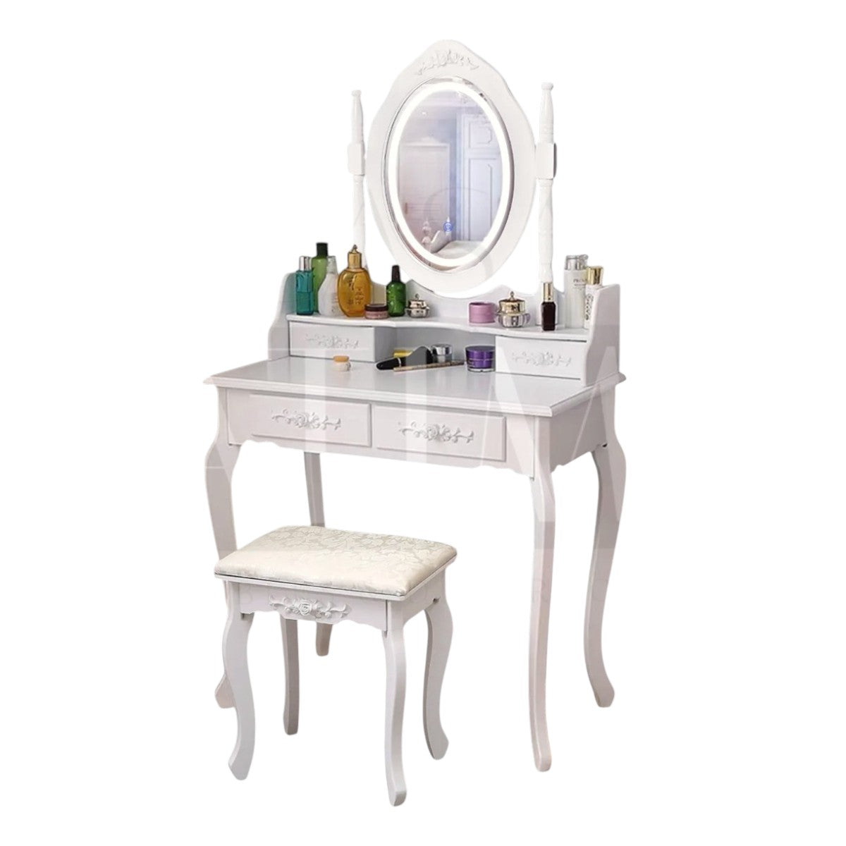 Tocador Luz Led y Taburete