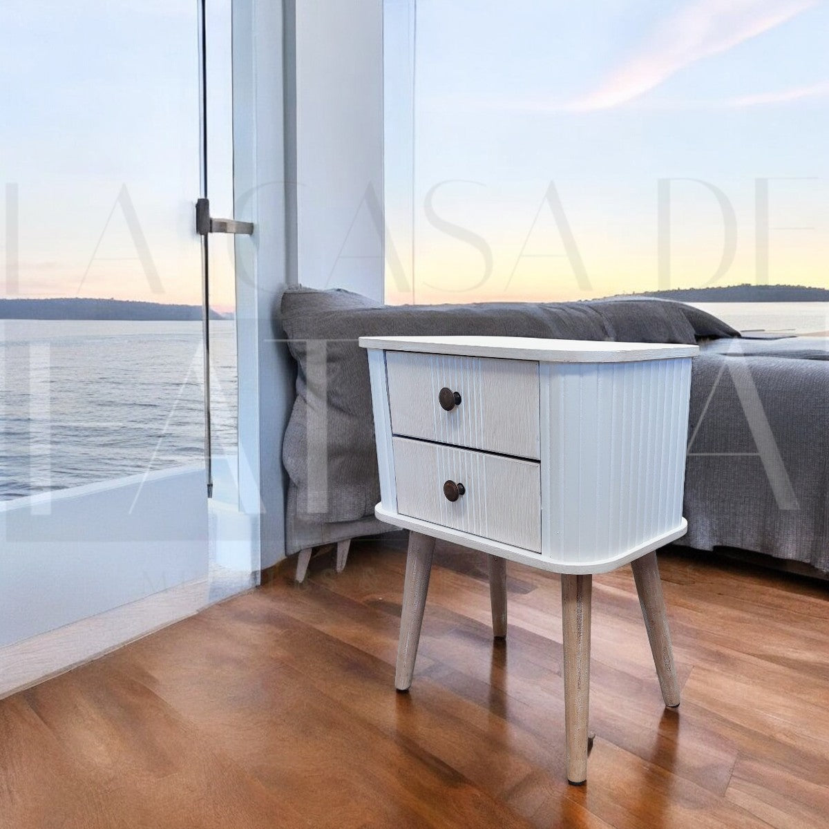 Velador Blanco Vintage 2 Cajones