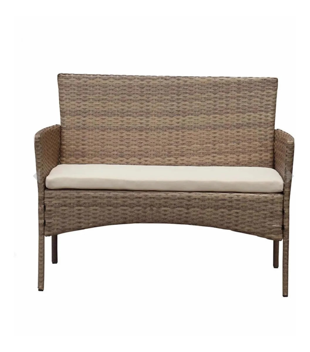 Juego de terraza Ratán 4 piezas Café