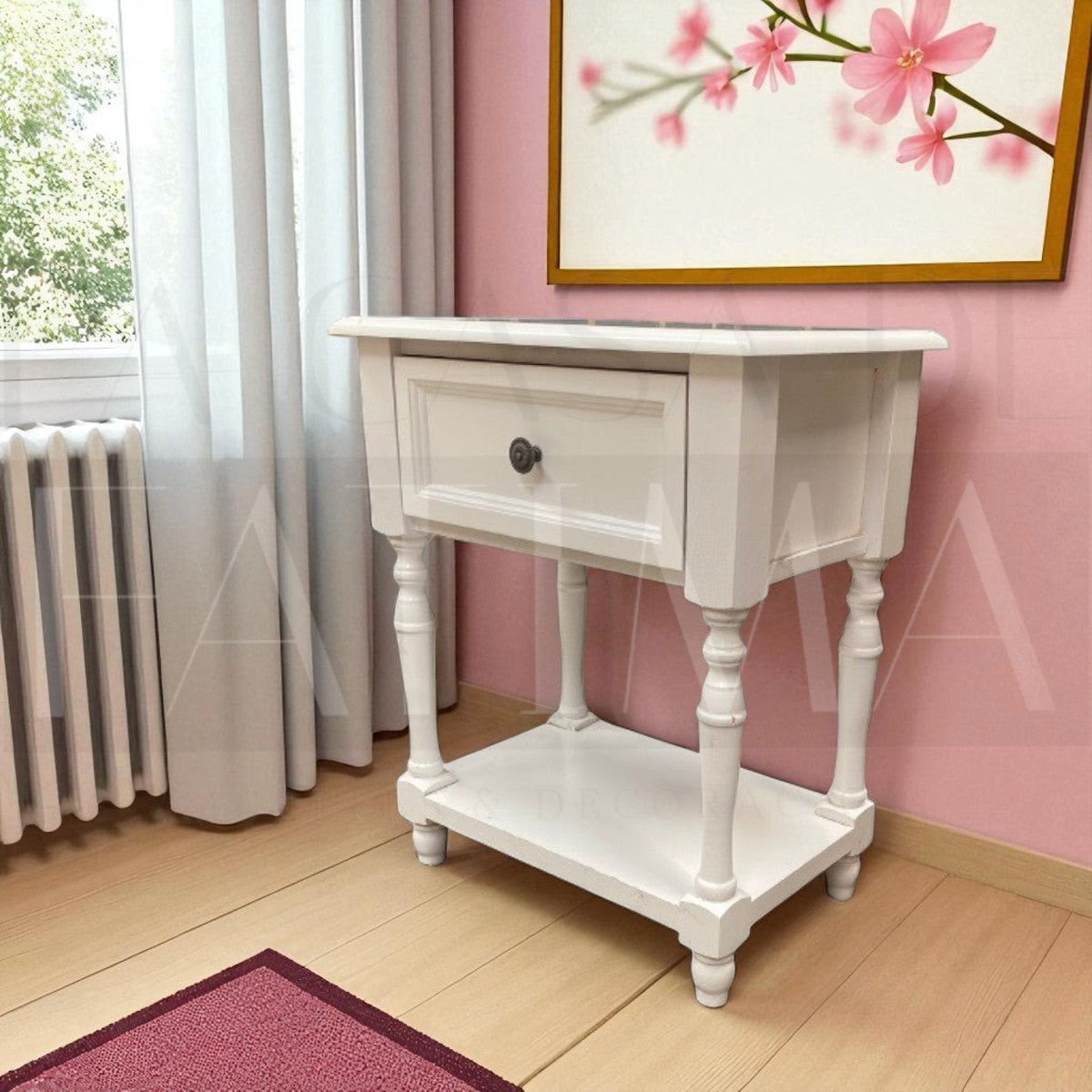 Velador librero lacado 1 cajón