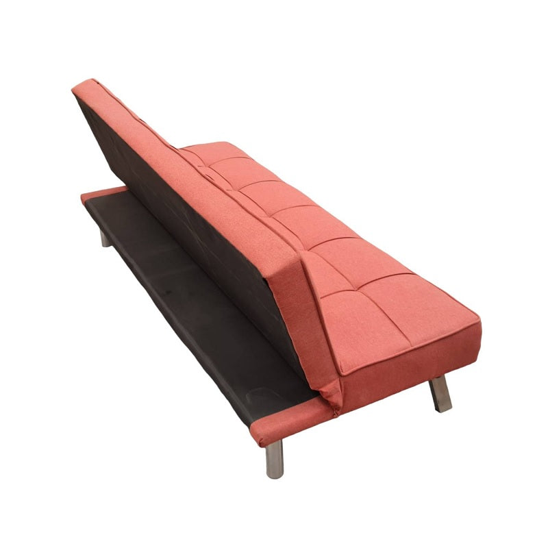 Futon Sofa Cama Lino Plegable Rojo