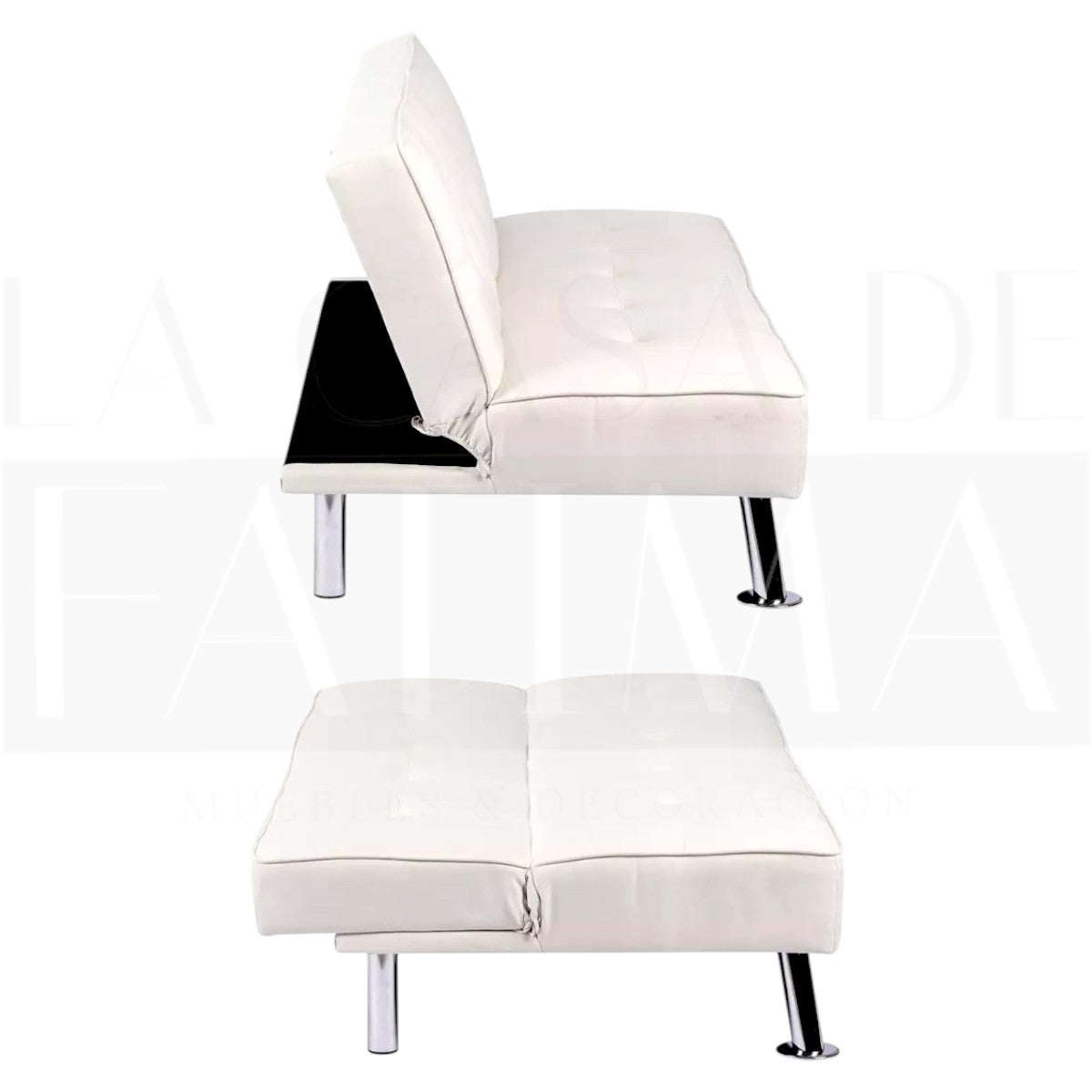Futon eco cuero Crema