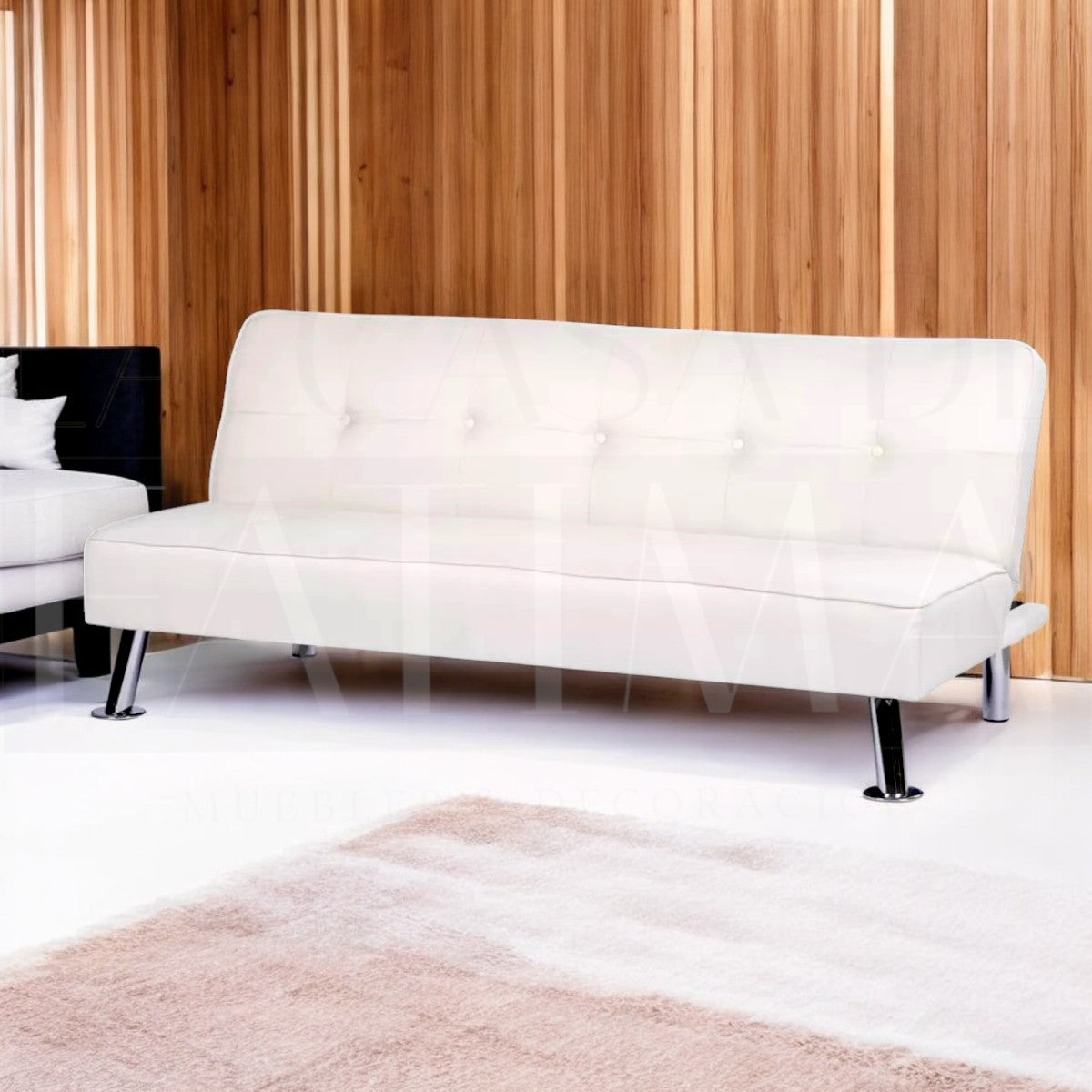 Futon eco cuero Crema