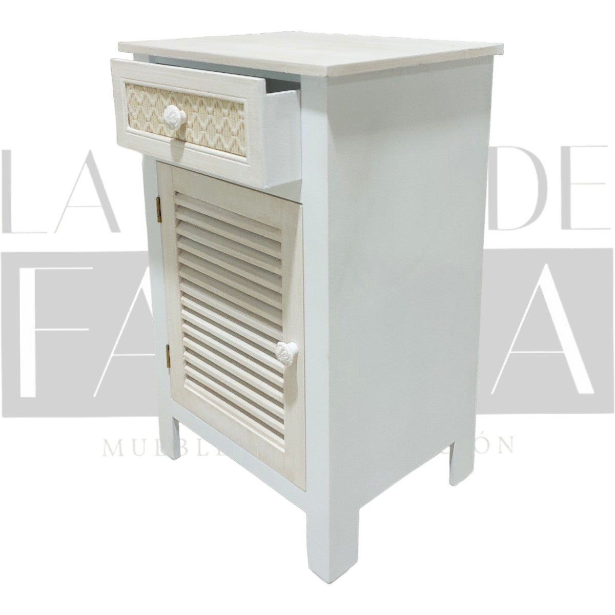 Velador Vintage Bicolor 1 Cajón 1 Puerta