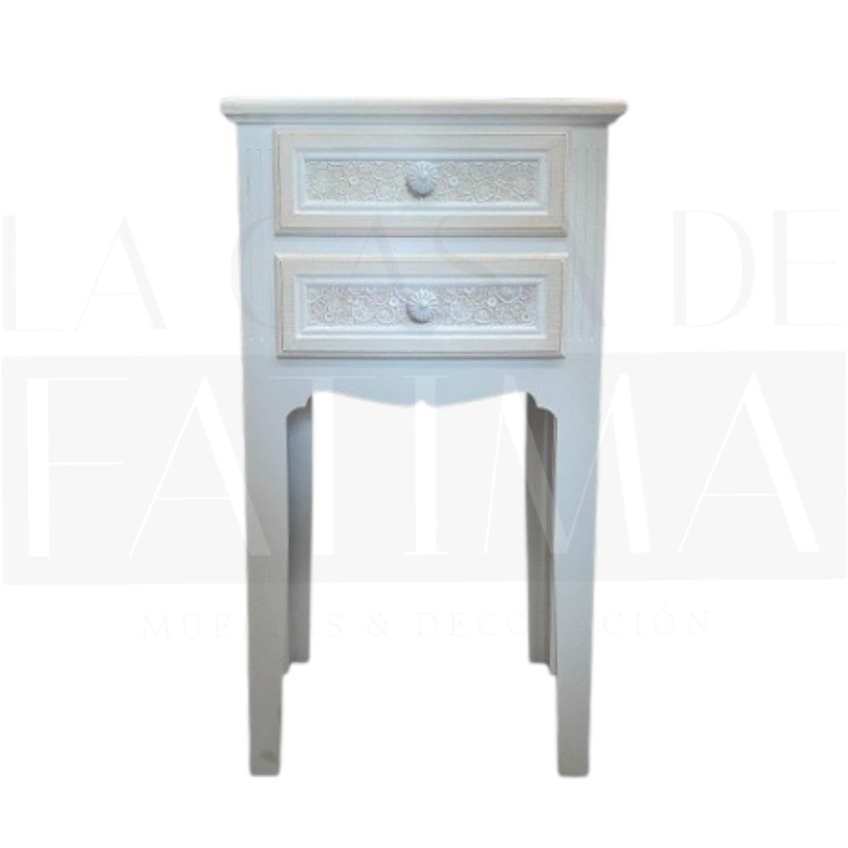 Velador Vintage 2 Cajones Tallados