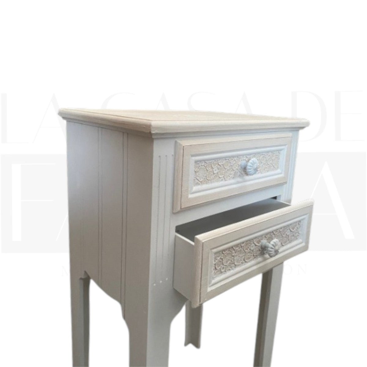 Velador Vintage 2 Cajones Tallados