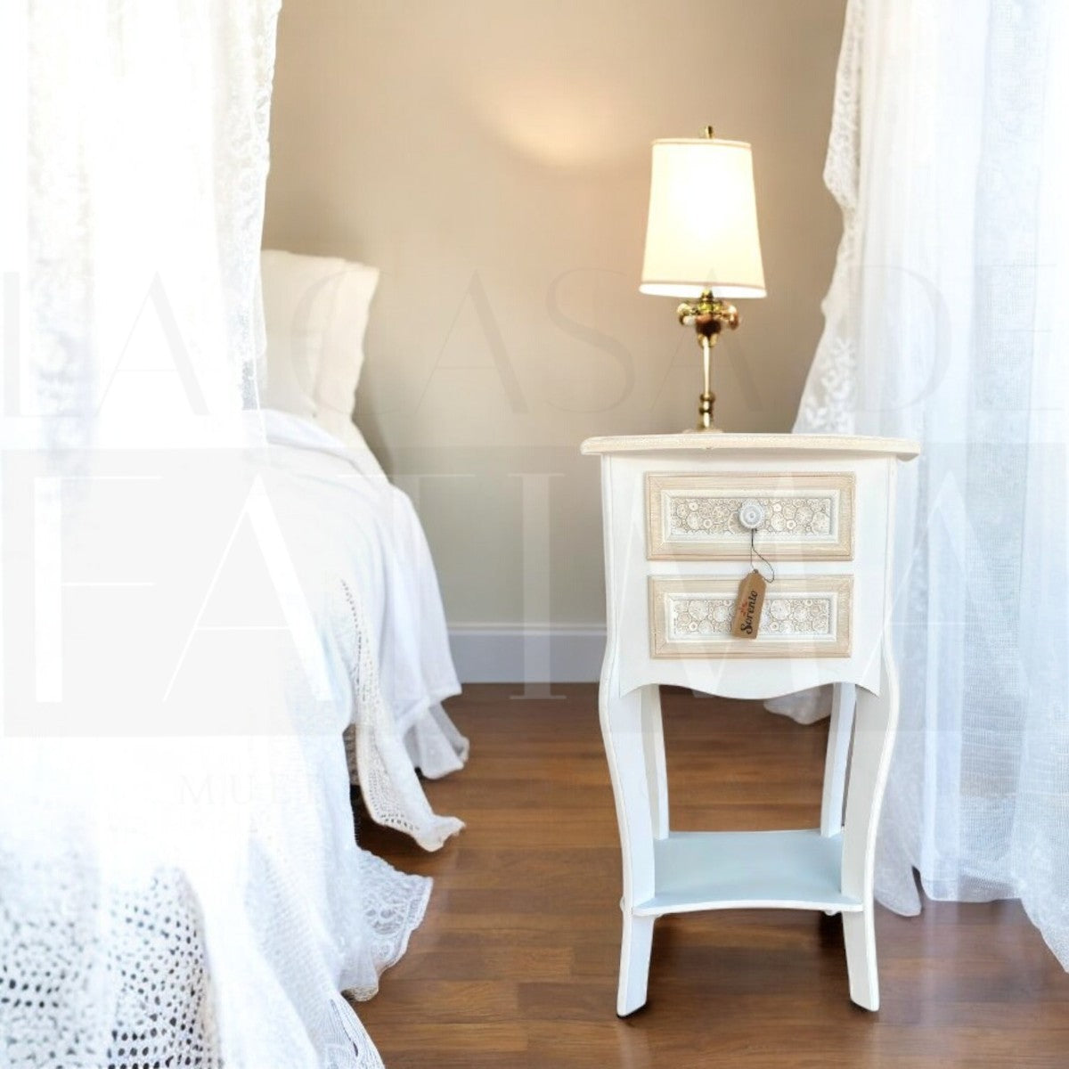 Velador Vintage 2 Cajones con Repisa