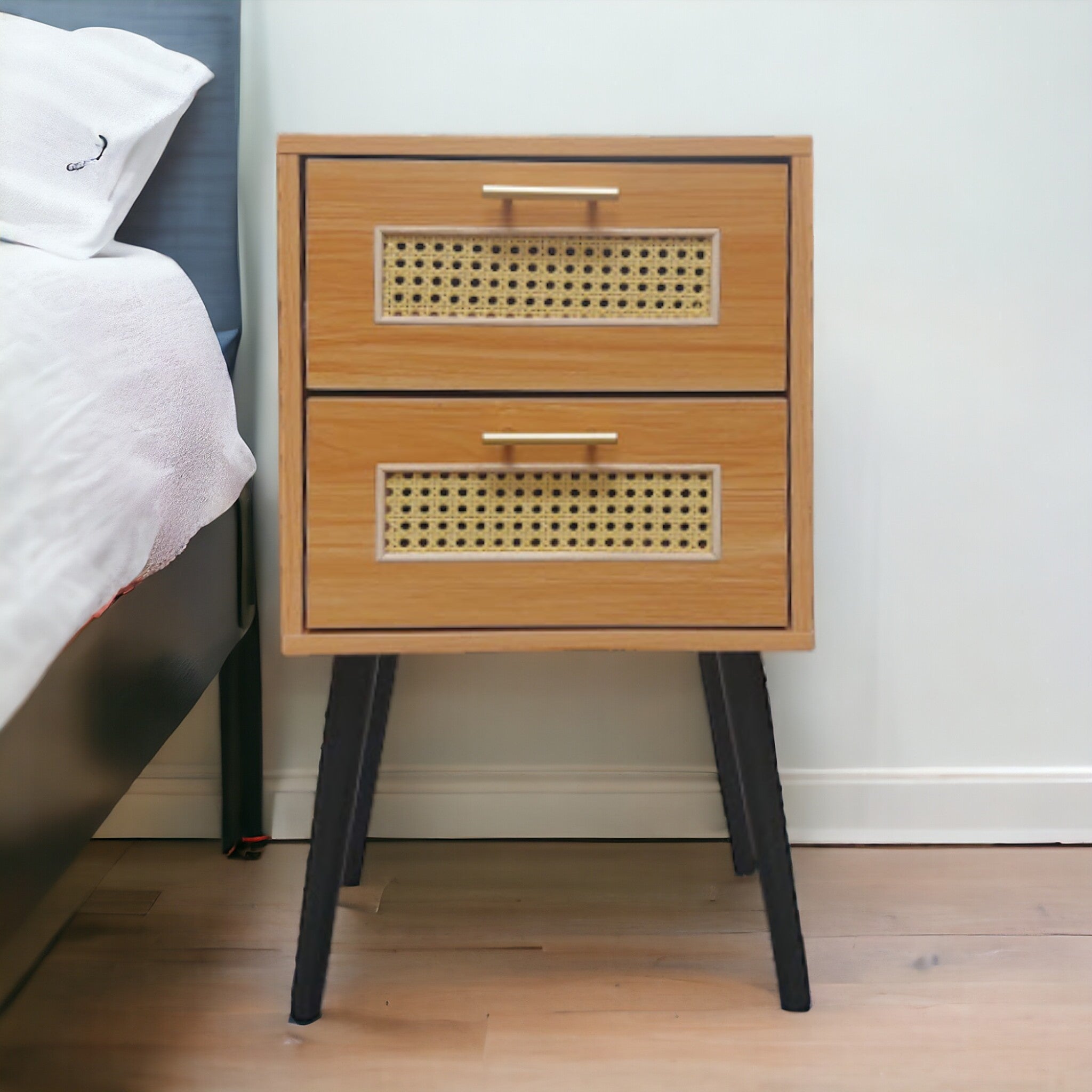 Velador Junco Café 2 Cajones