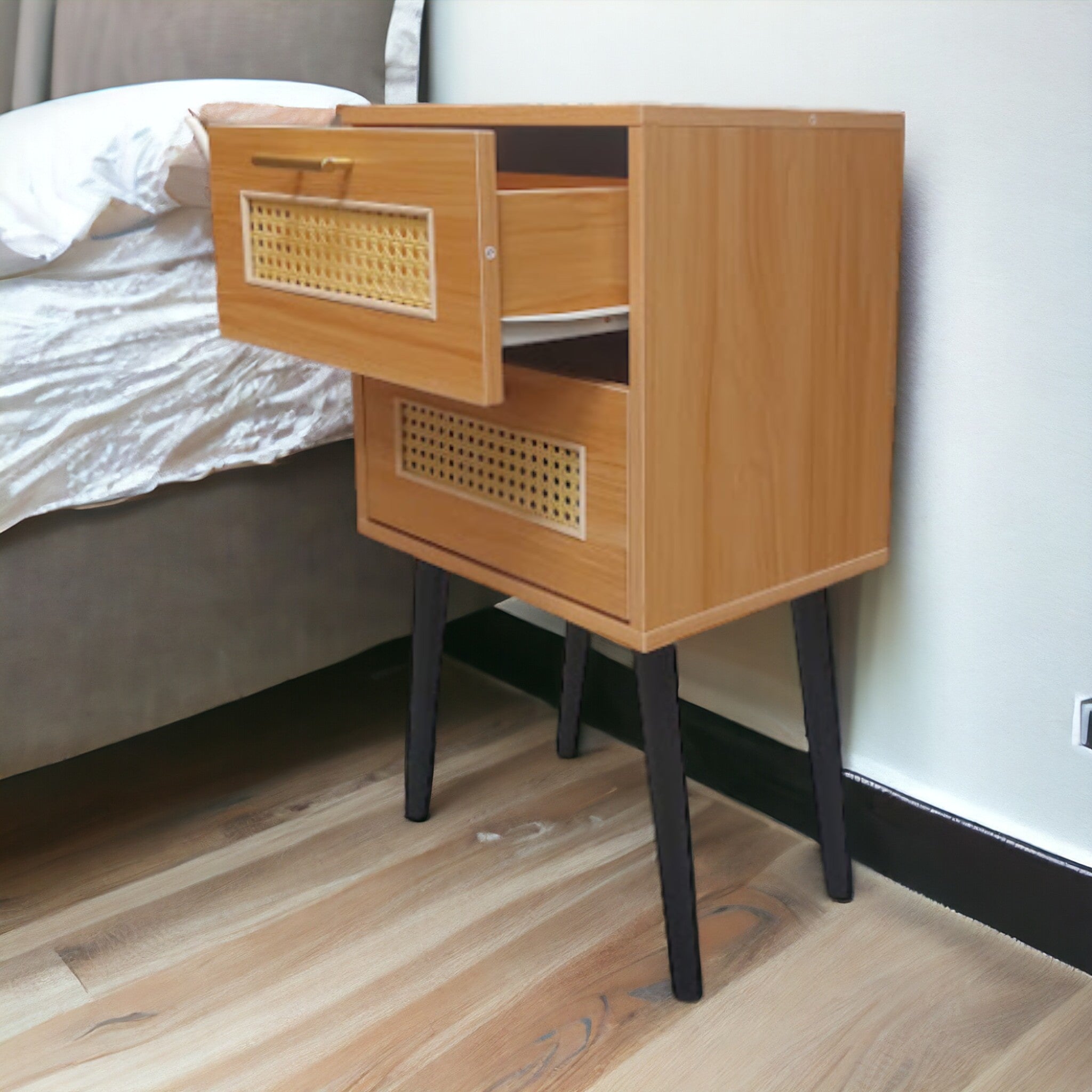 Velador Junco Café 2 Cajones