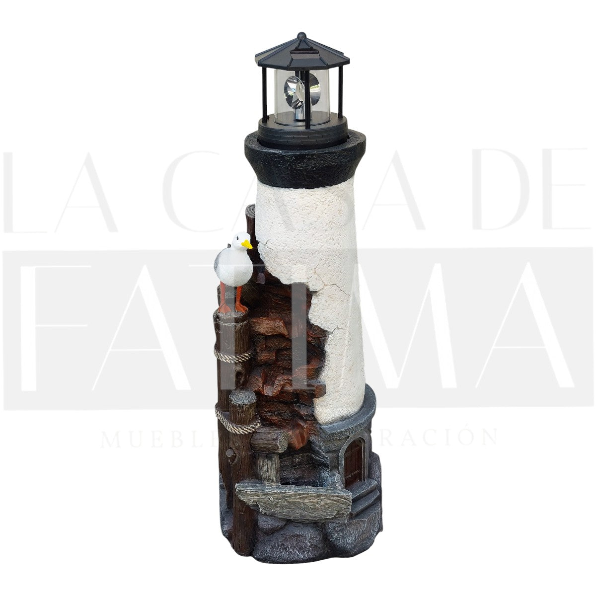 Fuente de Agua Faro con Luz y Gaviota