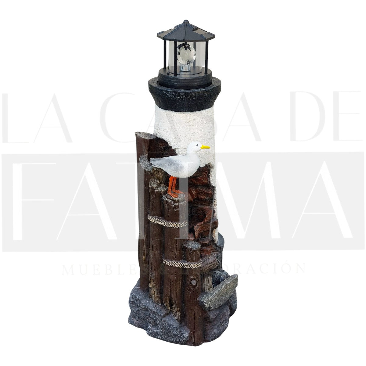 Fuente de Agua Faro con Luz y Gaviota