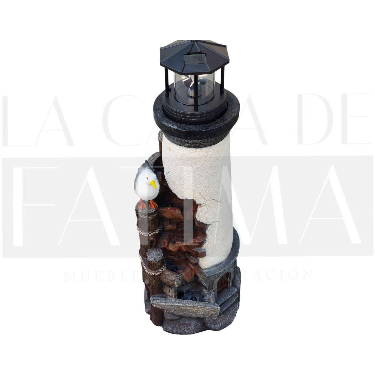 Fuente de Agua Faro con Luz y Gaviota