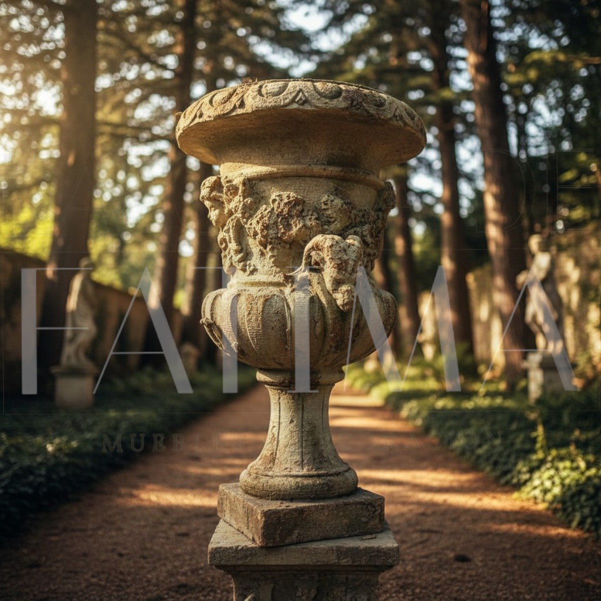 Maceta clásica con pedestal y relieves