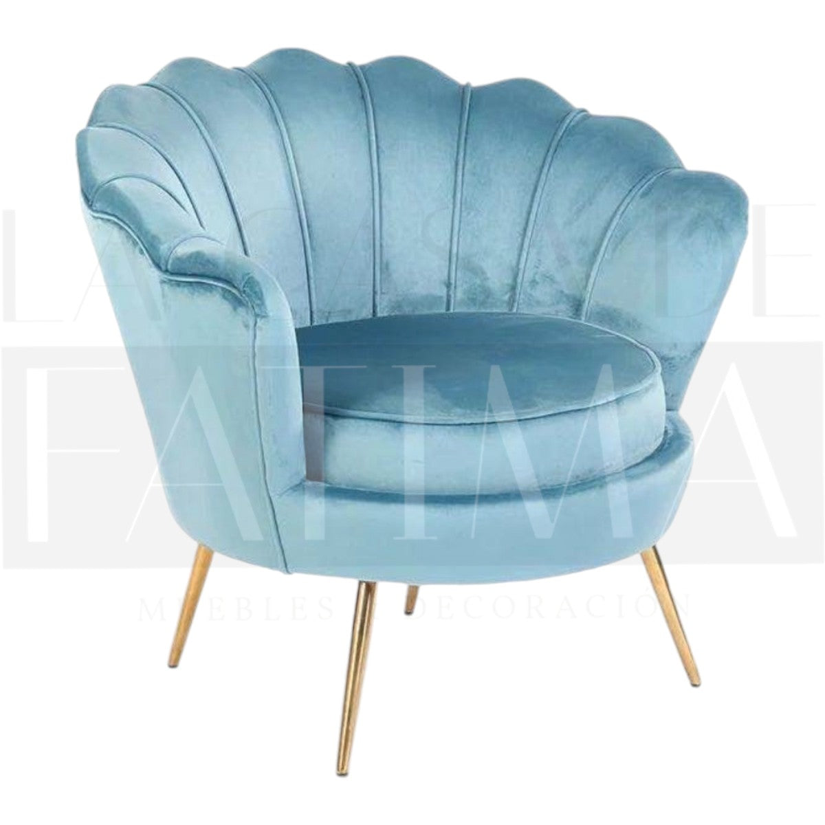 Sillón de Felpa Ostra TURQUESA