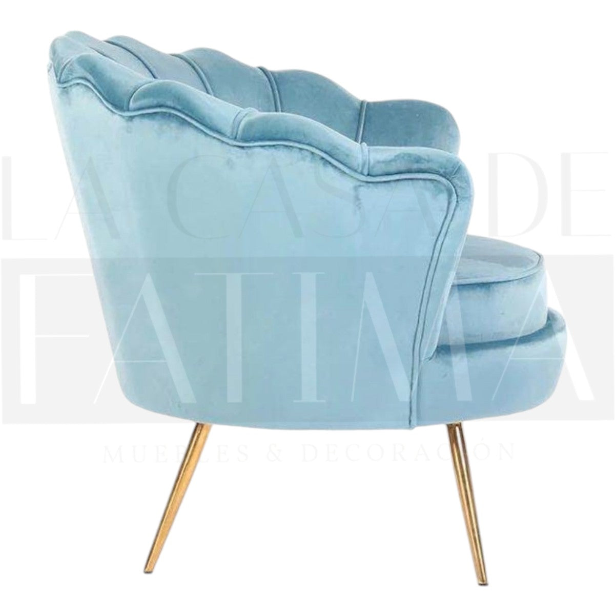 Sillón de Felpa Ostra TURQUESA