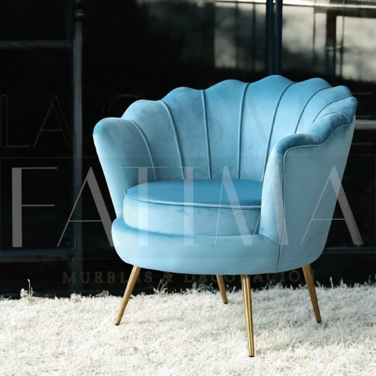 Sillón de Felpa Ostra TURQUESA