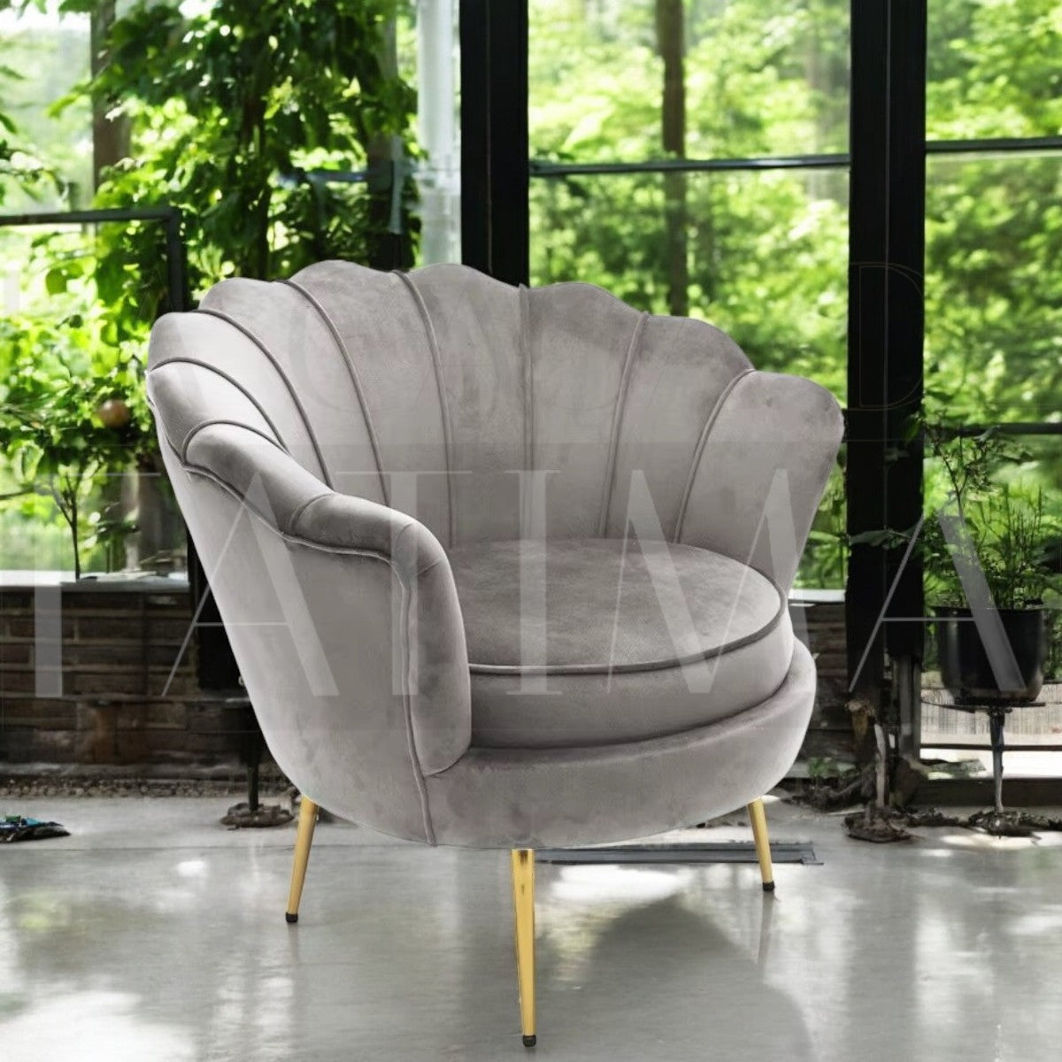 Sillón de Felpa Ostra GRIS