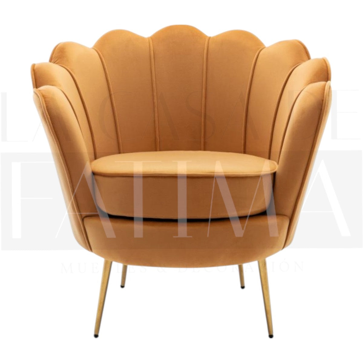 Sillón de Felpa Ostra Dorado
