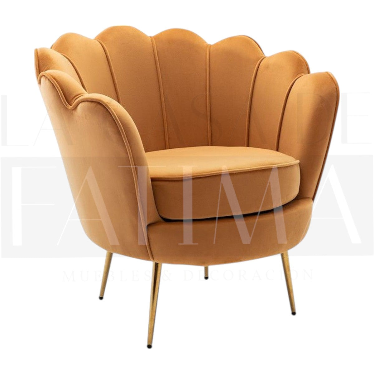 Sillón de Felpa Ostra Dorado