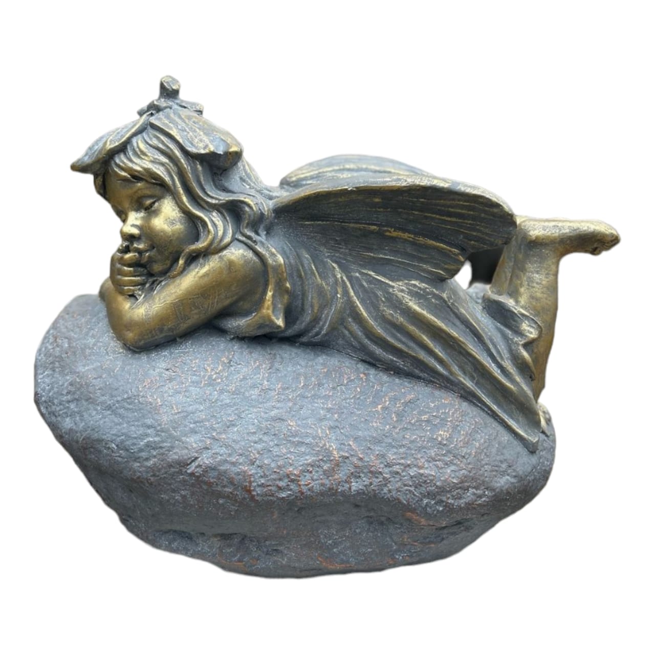 Figura Decorativa Hada recostada sobre la Piedra