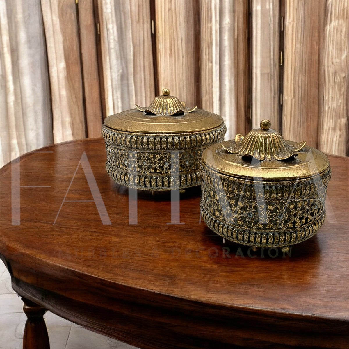 Set Cajas Metálicas Doradas