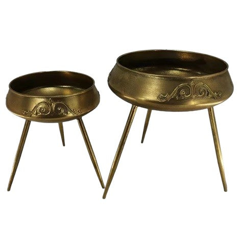 Set 2 Macetas Metálicas con Pedestal