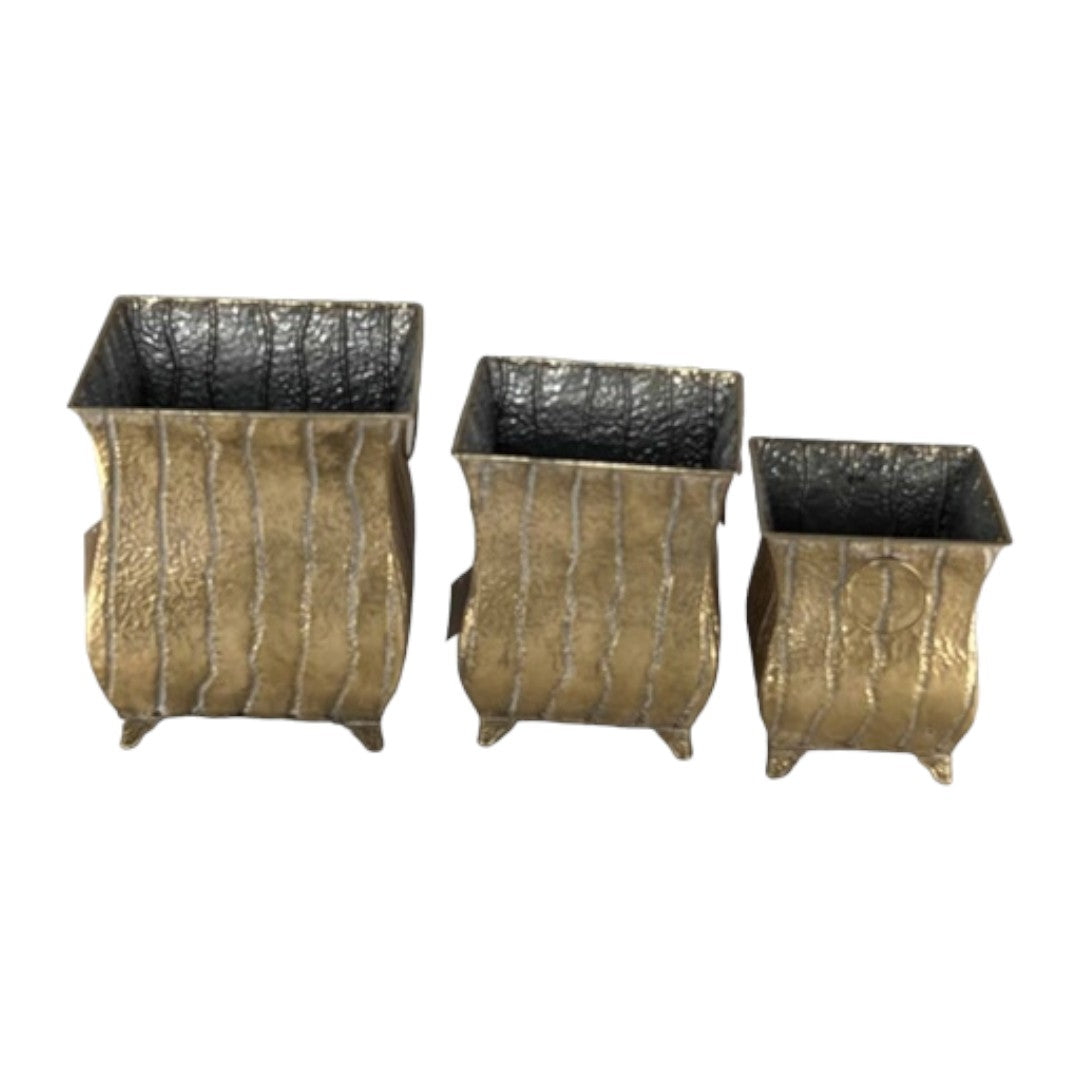 Set 3 Macetas Cuadradas Metálicas