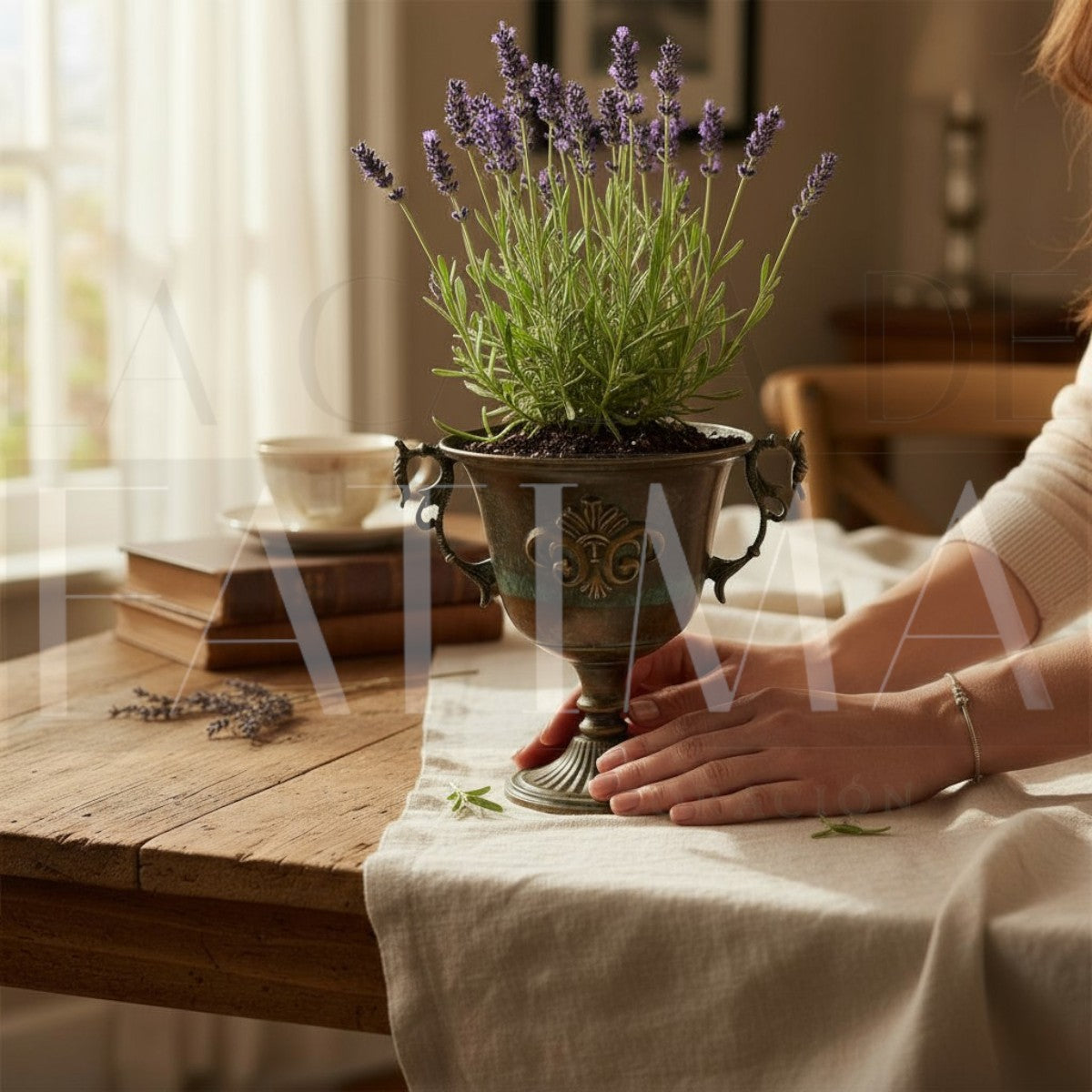 Vasija Metálica con Pedestal y Asas