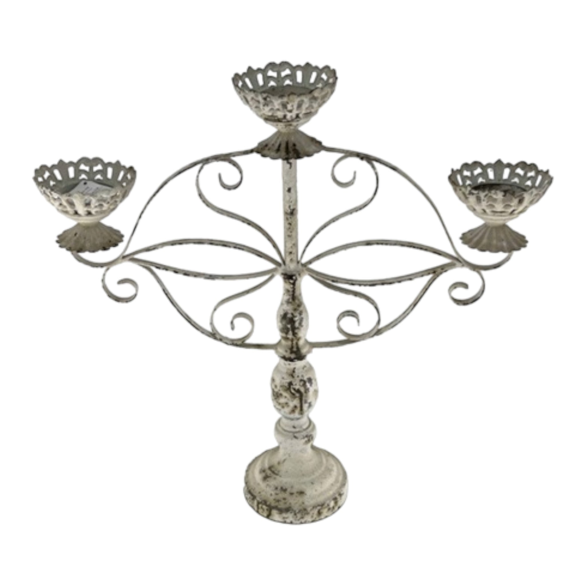 Candelabro Metálico Blanco 3 velas