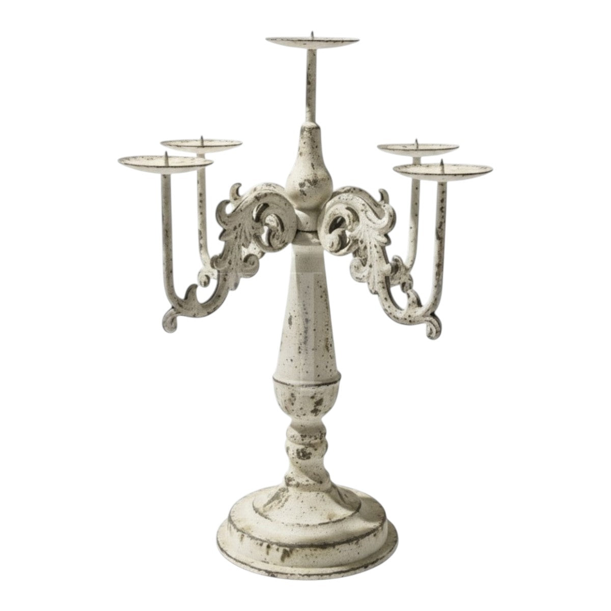 Candelabro Metálico Blanco 5 velas