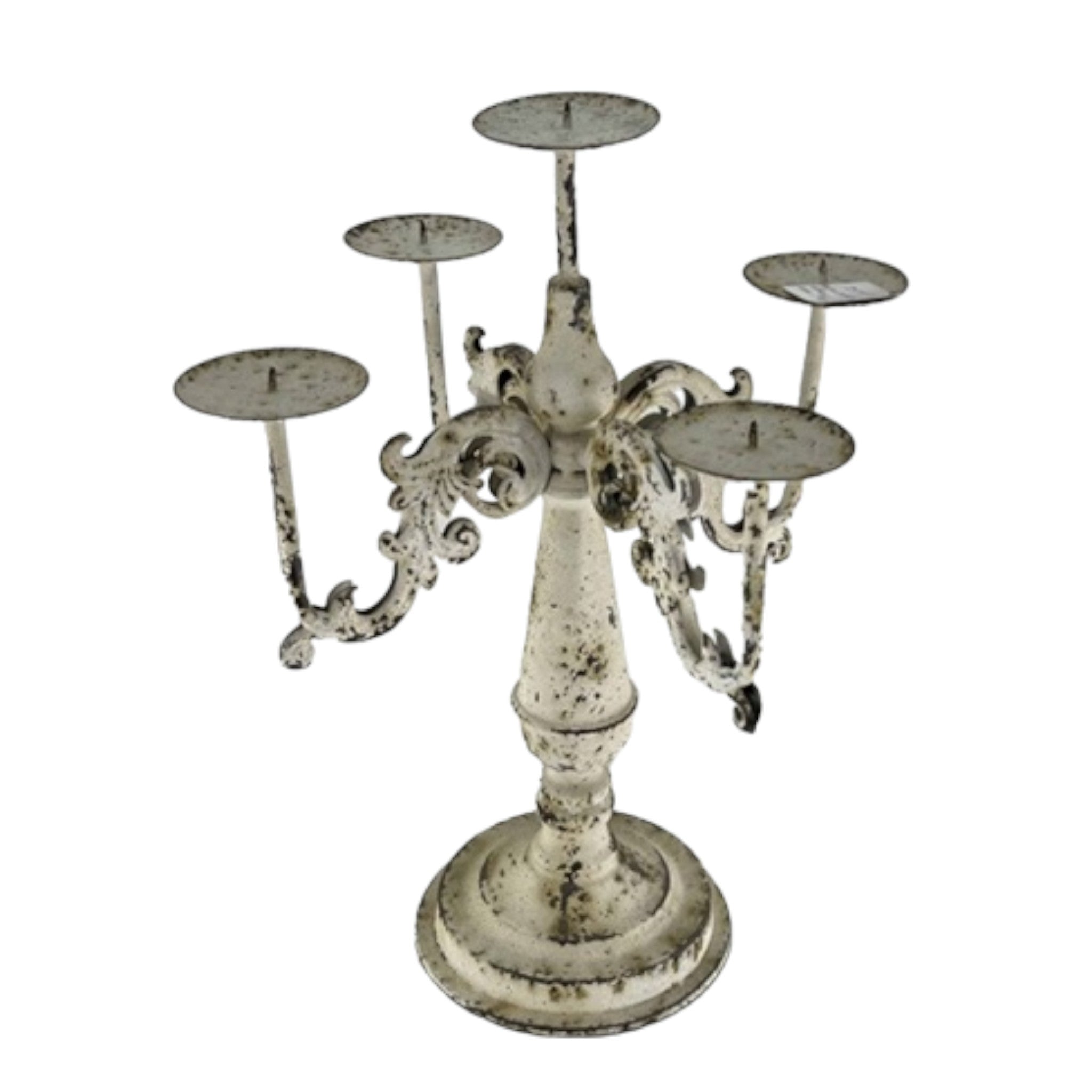 Candelabro Metálico Blanco 5 velas